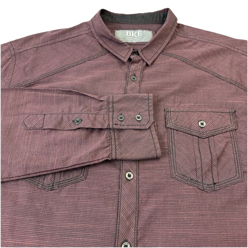 Buckle BKE Shirt Men Size L Button Down Athletic Fit Long Sleeve EUC Maroon